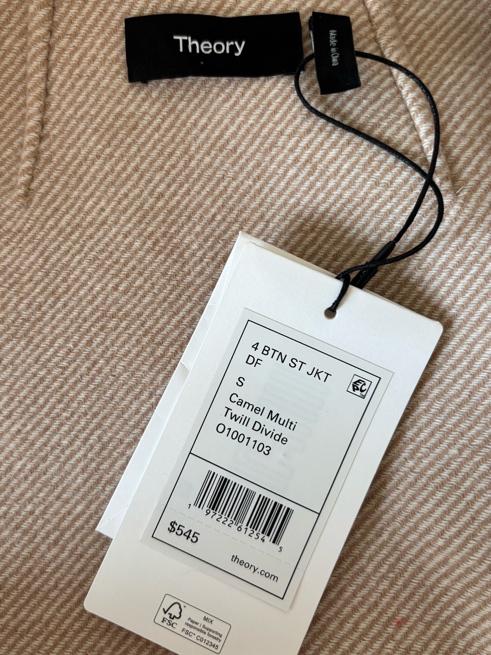 Theory Neutral Blush Collarless Wool Jacket - Picture 3 of 8